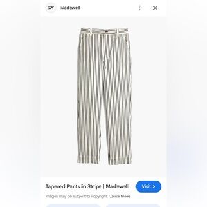 Madewell Blue and White Cropped Ankle Pants with Tailored Look